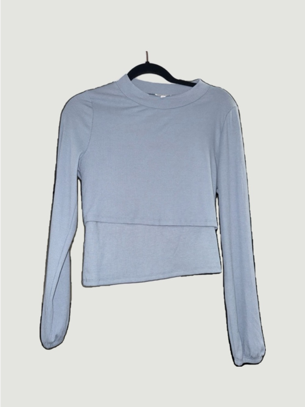 superdown Powder Blue Long Sleeve Cropped Layered Top